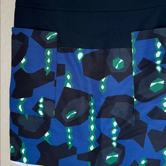 NWF Jil sander navy and black geometric mini lined skirt